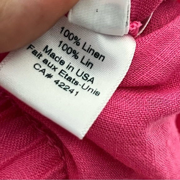 STARK X 100% Linen Wide Leg Pants Size Medium Hot Pink High Rise Pull On Linen - Picture 13 of 13